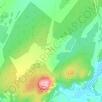 Mappa topografica Bunachton, altitudine, rilievo