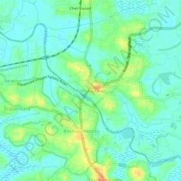 Mappa topografica Kollakadavu, altitudine, rilievo