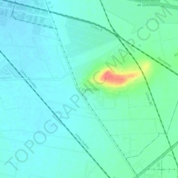 Mappa topografica Coyotillos, altitudine, rilievo