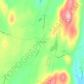 Mappa topografica Tuckers Corner, altitudine, rilievo