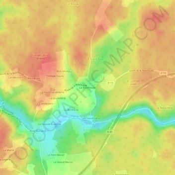 Mappa topografica La Rouchouze, altitudine, rilievo