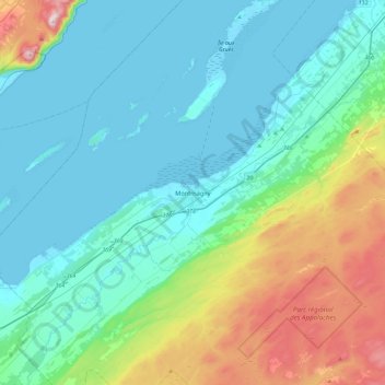 Mappa topografica Montmagny, altitudine, rilievo