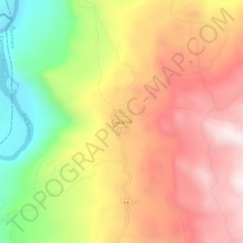 Mappa topografica Guane, altitudine, rilievo