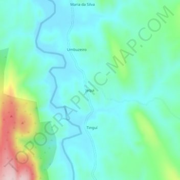 Mappa topografica Jequi, altitudine, rilievo