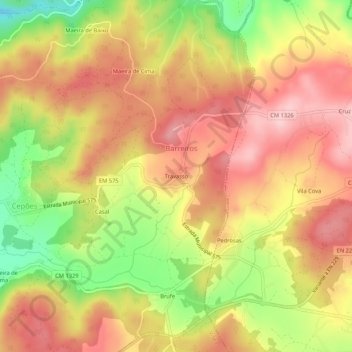 Mappa topografica Travasso, altitudine, rilievo