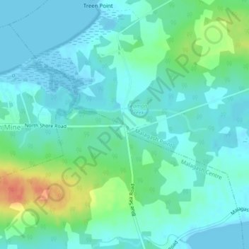 Mappa topografica Blue Sea Corner, altitudine, rilievo