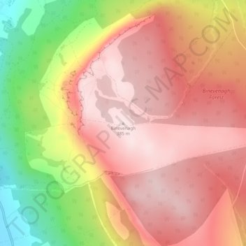 Mappa topografica Binevenagh, altitudine, rilievo