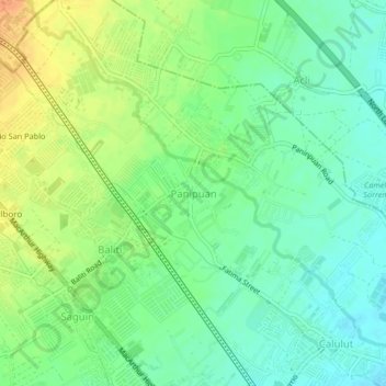Mappa topografica Panipuan, altitudine, rilievo