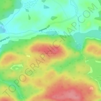 Mappa topografica Jack's Ridge, altitudine, rilievo