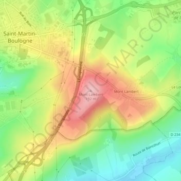 Mappa topografica Mont Lambert, altitudine, rilievo