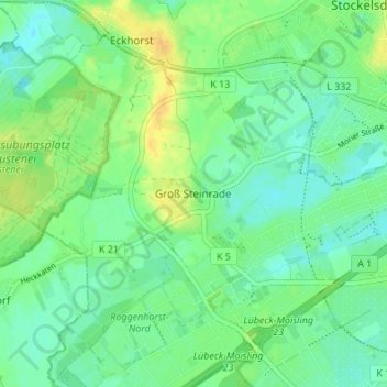 Mappa topografica Groß Steinrade, altitudine, rilievo