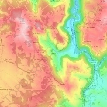 Mappa topografica Le Lac, altitudine, rilievo