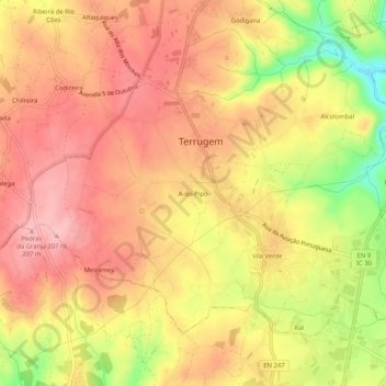 Mappa topografica A-do-Pipo, altitudine, rilievo