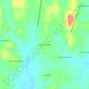 Mappa topografica Lagoa Cercada, altitudine, rilievo