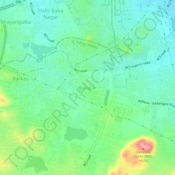 Mappa topografica Balapur, altitudine, rilievo