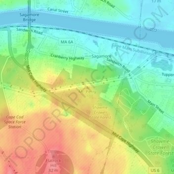 Mappa topografica Mt. Perry, altitudine, rilievo