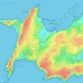 Mappa topografica Le Cosquer, altitudine, rilievo
