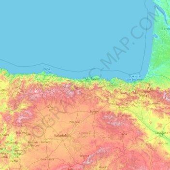 Mappa topografica Kantabrien, altitudine, rilievo