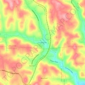 Mappa topografica Cunningham, altitudine, rilievo