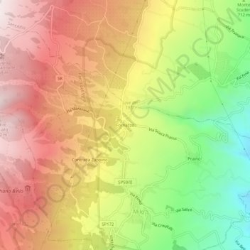 Mappa topografica Fornazzo, altitudine, rilievo