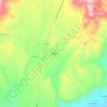 Mappa topografica La Mela, altitudine, rilievo