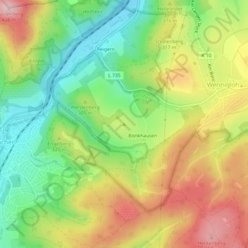 Mappa topografica Werdenberg, altitudine, rilievo
