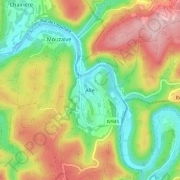Mappa topografica Alle, altitudine, rilievo