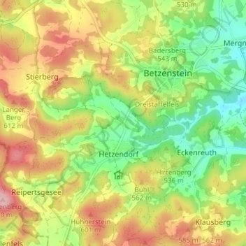 Mappa topografica Waiganz, altitudine, rilievo