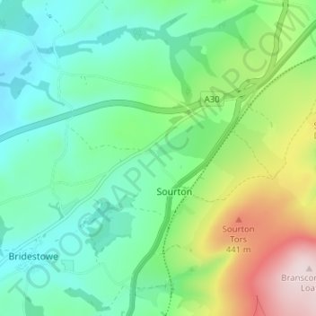 Mappa topografica Forda, altitudine, rilievo