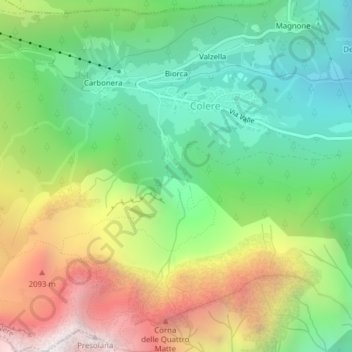 Mappa topografica Pian di Vione, altitudine, rilievo