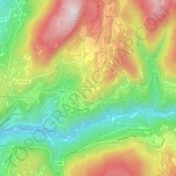 Mappa topografica Valternigo di Giovo, altitudine, rilievo