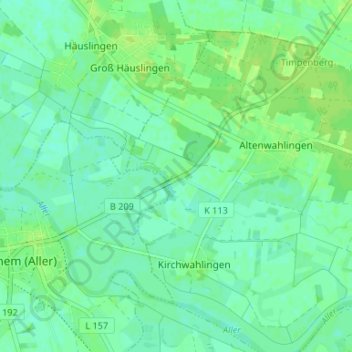 Mappa topografica Rethemer Fähre, altitudine, rilievo