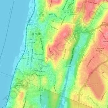 Mappa topografica Park Hill, altitudine, rilievo