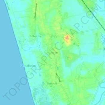 Mappa topografica Vanelim, altitudine, rilievo