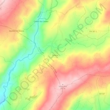 Mappa topografica Cavaca, altitudine, rilievo