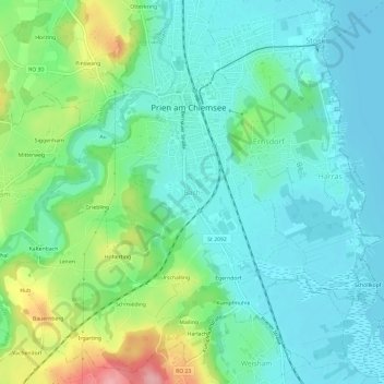 Mappa topografica Bach, altitudine, rilievo