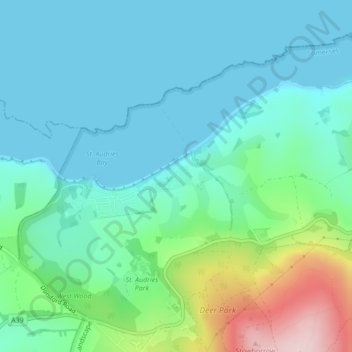Mappa topografica Quantock, altitudine, rilievo