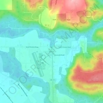 Mappa topografica Mulino, altitudine, rilievo