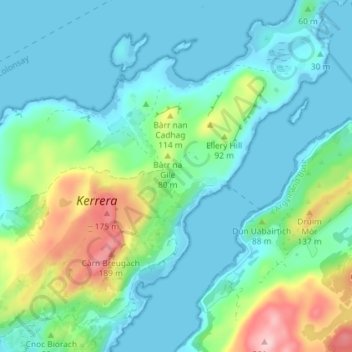 Mappa topografica Balliemore, altitudine, rilievo