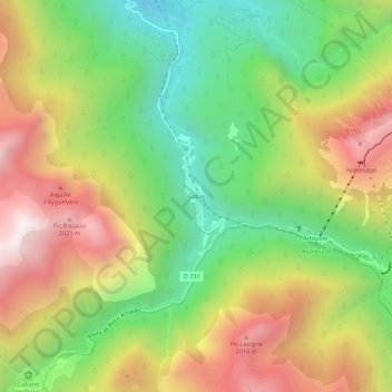 Mappa topografica Gabas, altitudine, rilievo