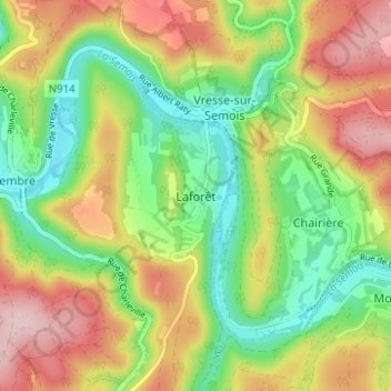 Mappa topografica Laforêt, altitudine, rilievo
