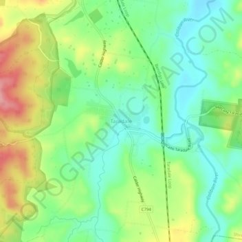 Mappa topografica Taradale, altitudine, rilievo