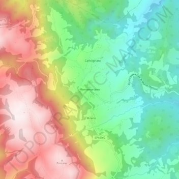Mappa topografica Montemartano, altitudine, rilievo
