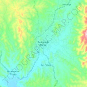 Mappa topografica Acatlán de Osorio, altitudine, rilievo