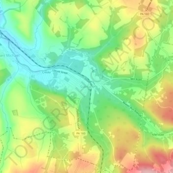 Mappa topografica Sidman, altitudine, rilievo