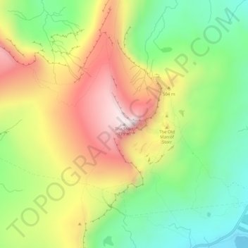 Mappa topografica The Storr, altitudine, rilievo
