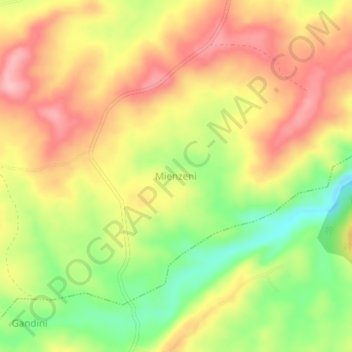 Mappa topografica Mienzeni, altitudine, rilievo