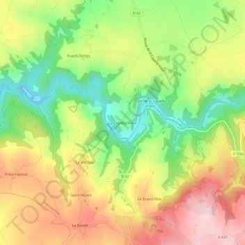 Mappa topografica La Capelle-Viaur, altitudine, rilievo