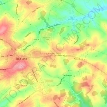 Mappa topografica Pleasant View, altitudine, rilievo