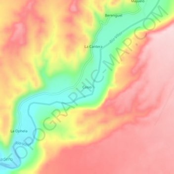 Mappa topografica Cosio, altitudine, rilievo